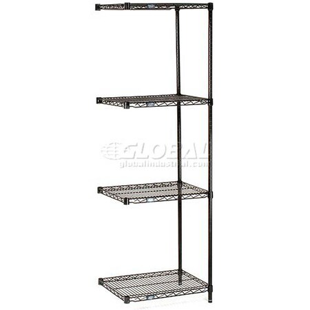 Nexel Black Epoxy, 5 Tier, Wire Shelving Add-On Unit, 48W x 14D x 63H A14486B5